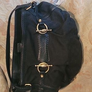 Gucci black vintage canvas hobo